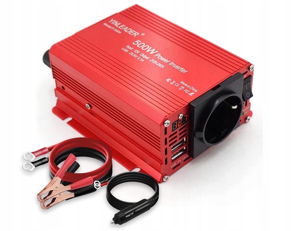 Инвертор питания Yinleader F-500A 12В в 220В 500Вт с USB для дома авто солнечных панелей