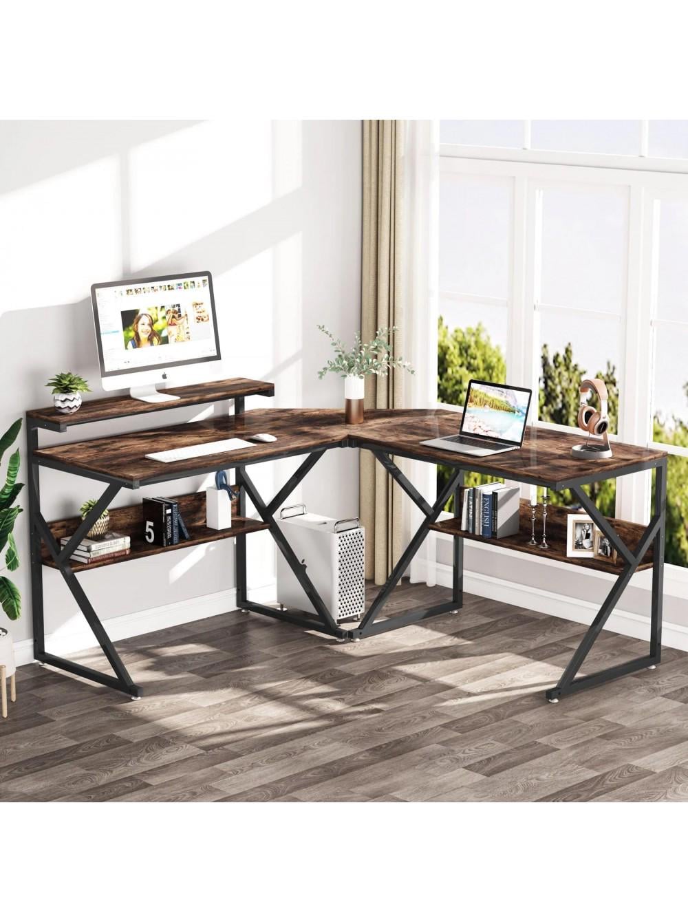 Письменный стол MSM L-образный с полками Дуб Родос темный