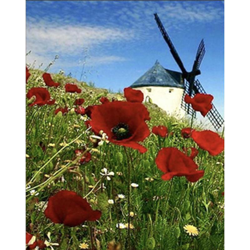 Алмазная мозаика на подрамнике Strateg Премиум Мельница 30x40 см (Str-HEG86061)