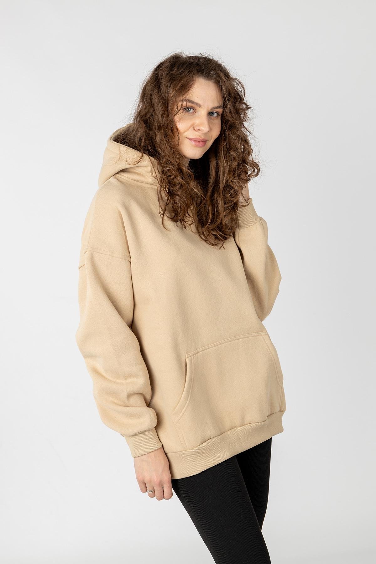 Худи женское ЦБ-00224063 р. 46 Бежевый (SKT000918890) - фото 1 Худи женское ЦБ-00224063 р. 46 Бежевый (SKT000918890) - фото 1
