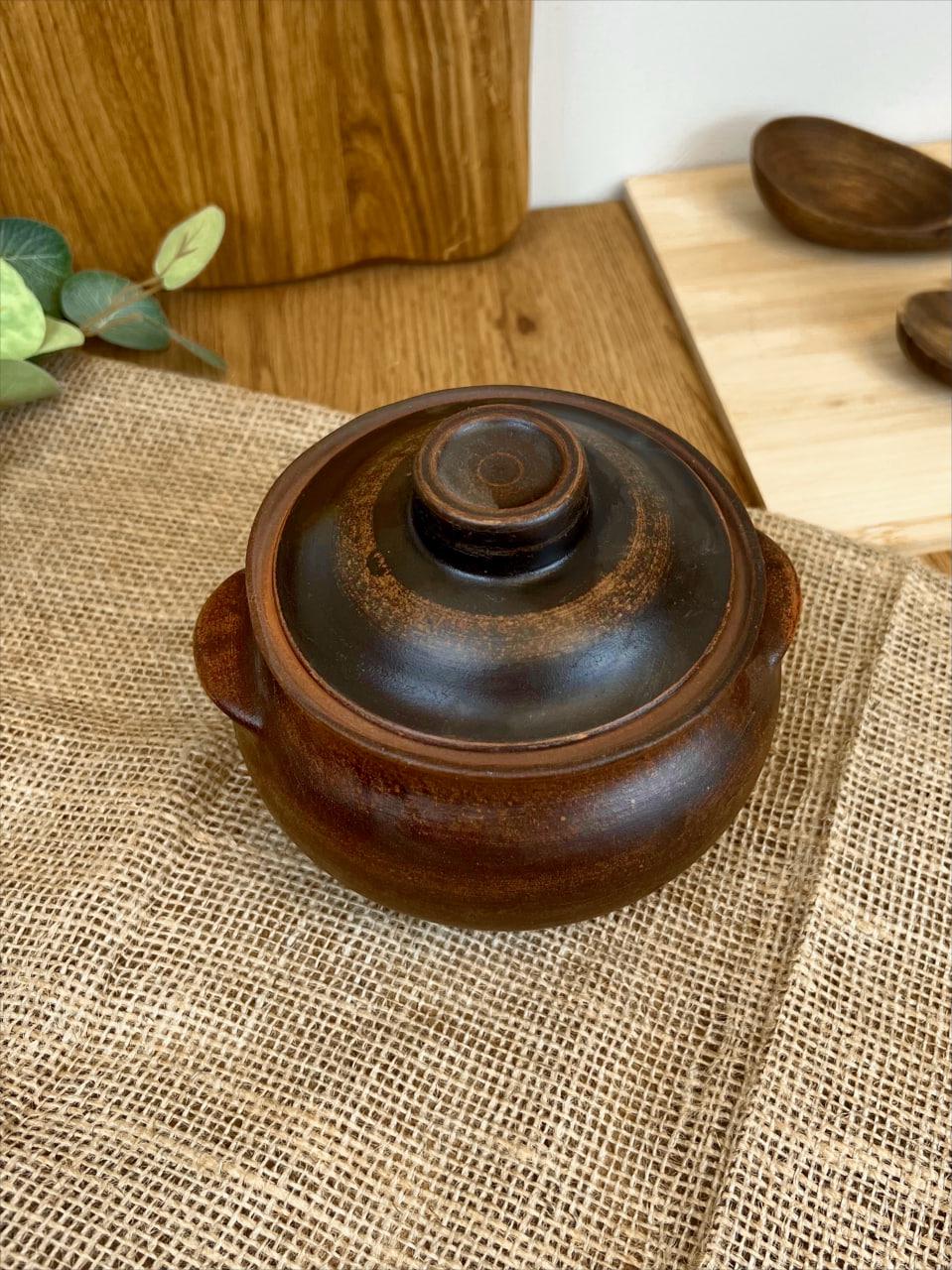 Горщик під жарке керамічний глиняний гладкий 0,6 л (3003-18)