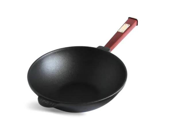 Сковорода чугунная Brizoll WOK с деревянной ручкой и стеклянной крышкой 2,2 л Bordo (W24HP2-6) - фото 2 Сковорода чугунная Brizoll WOK с деревянной ручкой и стеклянной крышкой 2,2 л Bordo (W24HP2-6) - фото 2