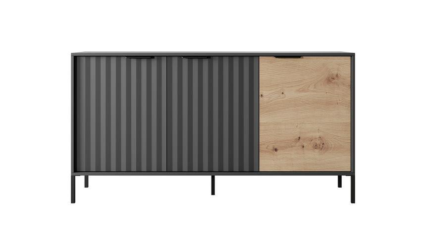 Комод Perfect Home Rave 3D/153 3-дверний Чорний/Дуб артизан (PFH-091091) - фото 2 Комод Perfect Home Rave 3D/153 3-дверний Чорний/Дуб артизан (PFH-091091) - фото 2