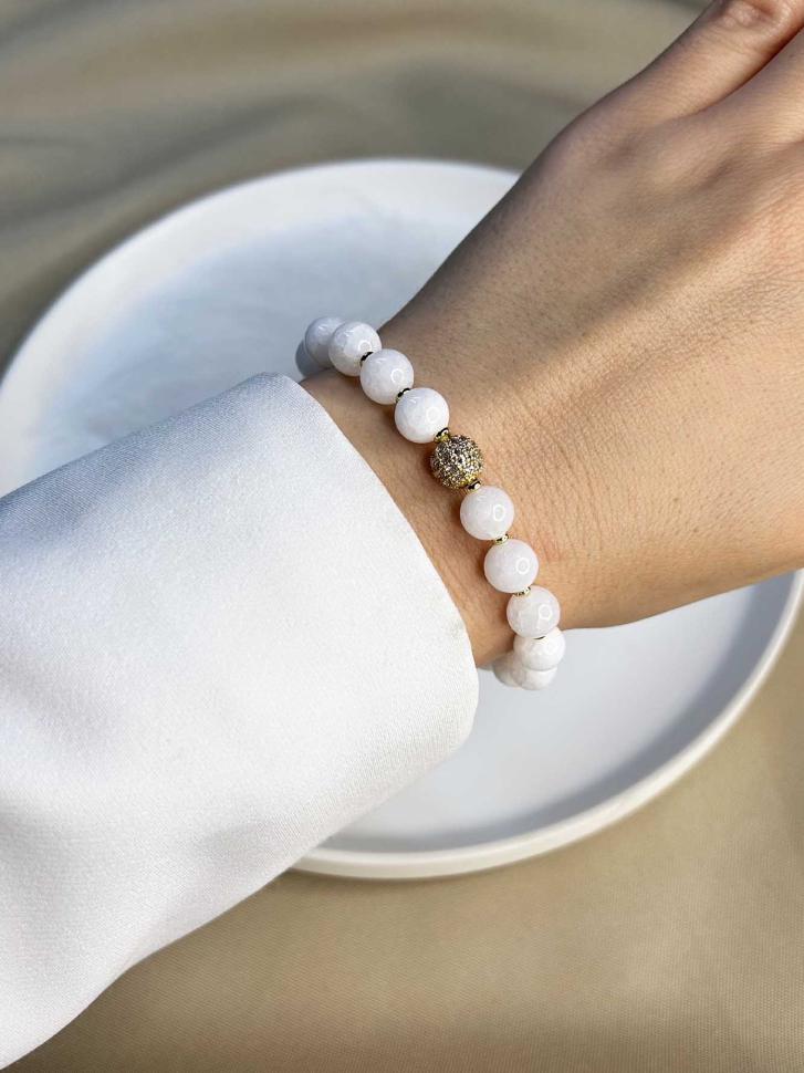 Браслет из натурального камня нефрит Белый (4475)