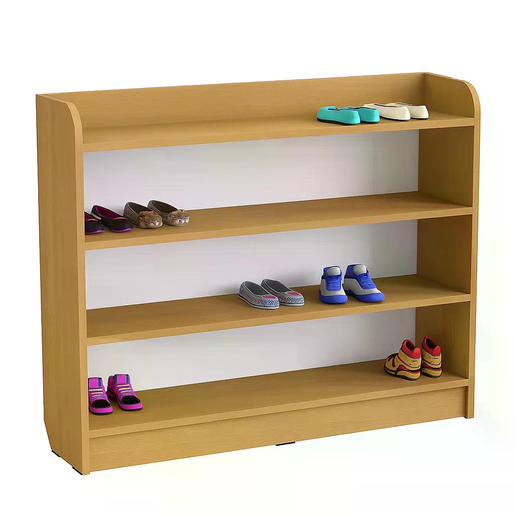 Полиця для дитячого взуття ЛДСП 4 яруси з опорами 100 см Бук - фото 1 Полиця для дитячого взуття ЛДСП 4 яруси з опорами 100 см Бук - фото 1