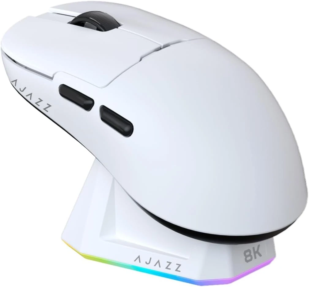 Компьютерная мышка трехрежимная Ajazz AJ159 PRO PAW3395 Мишка 2.4G 26000 DPI RGB White (24733493)