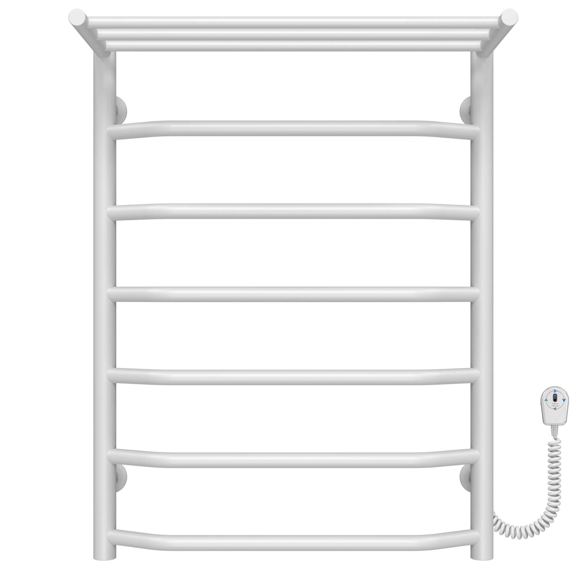 Полотенцесушитель электрический с полкой Deffi Трапеция П7 EF16 правое подключение нержавеющая сталь 500х700 мм Белый (C.TP.70.50.5.EWR5)