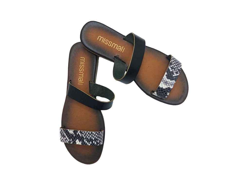 Шльопанці Missmali 101 натуральна шкіра р. 38 Чорний/Білий (938151)