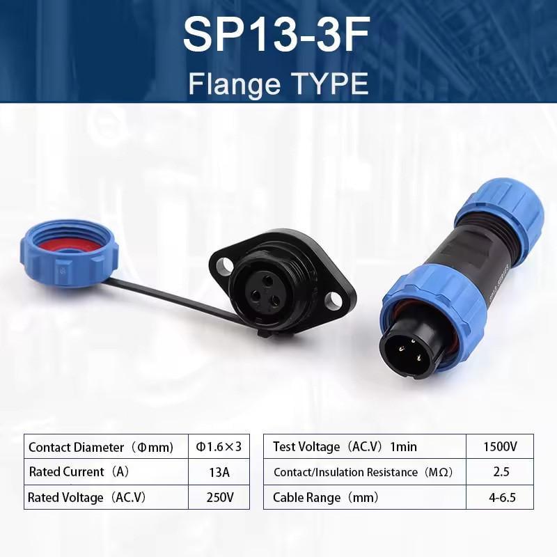 Разъем герметичный SP13 IP68 розетка/штекер на кабель SP13 3F-F-M 3pin 5 А (2735637996) - фото 7 Разъем герметичный SP13 IP68 розетка/штекер на кабель SP13 3F-F-M 3pin 5 А (2735637996) - фото 7