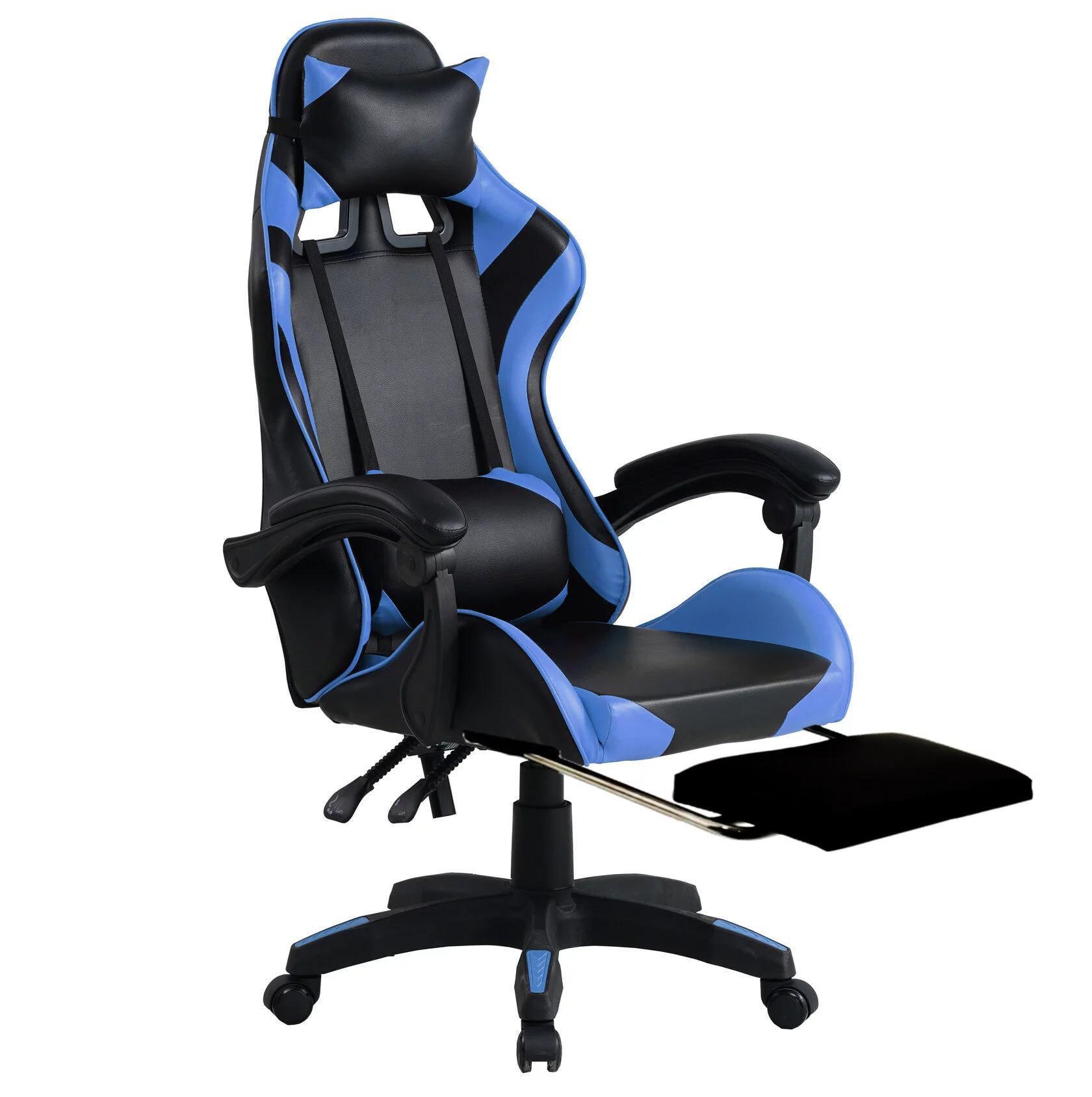 Кресло компьютерное игровое Gamer Pro Jaguar с подставкой для ног Синий