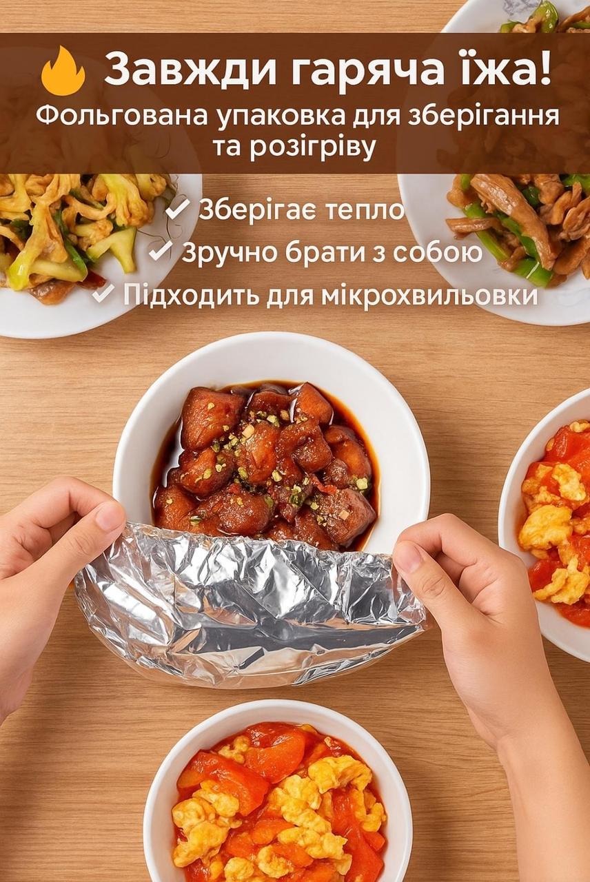 Кришка-чохол на тарілку універсальна фольгована багаторазова на резинці (2656459906) - фото 2