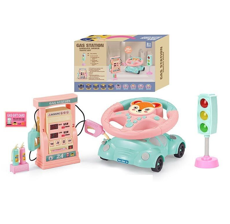 Руль Лисичка 2192 E-47 светофор/заправочная станция/подсветка/звук/мелодии/машина-подставка