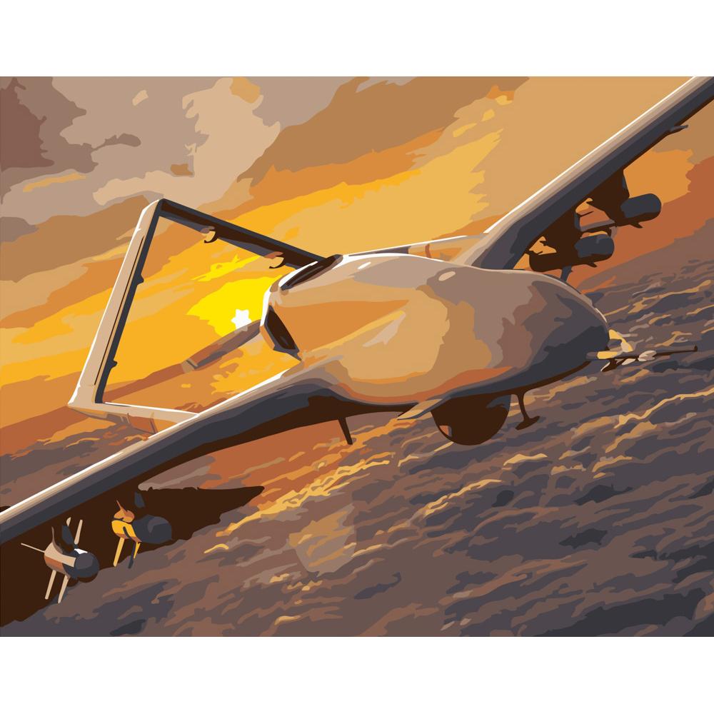 Картина по номерам Strateg Премиум Байрактар среди облаков 40x50 см (DY260)