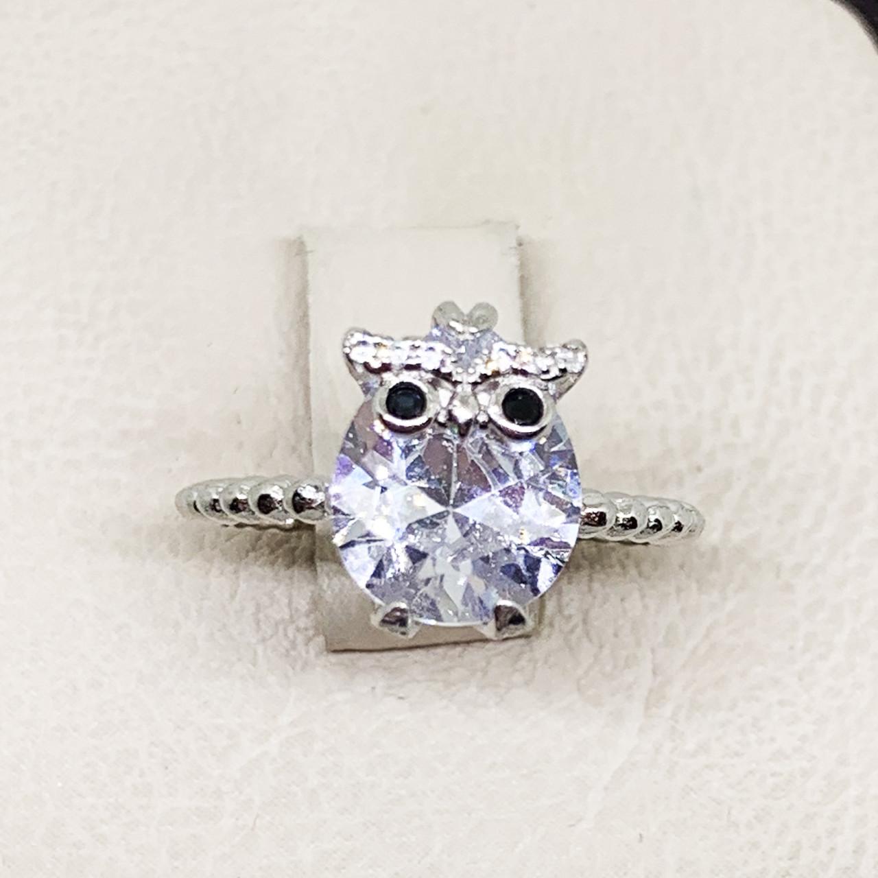 Кольцо серебряное Сова с кубическим цирконием р. 17 3,25 г (1685270578)