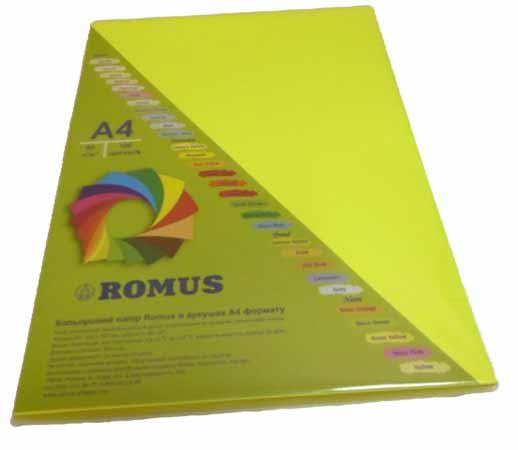Папір кольоровий Romus A4 80 г/м2 100 аркушів Неоновий жовтий (R50713)