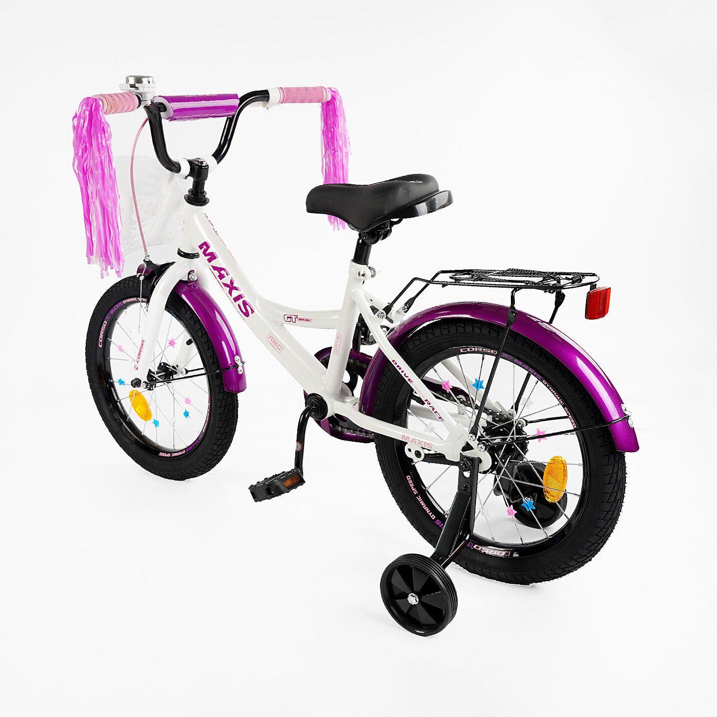 Велосипед двухколесный Corso MAXIS 16" для девочки с корзиной и багажником Белый - фото 3 Велосипед двухколесный Corso MAXIS 16" для девочки с корзиной и багажником Белый - фото 3