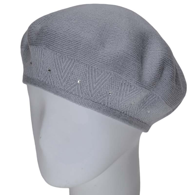 Берет жіночий Lirus Ніка подвійний вовняний тонкої в'язки Сіро-блакитний (111634)