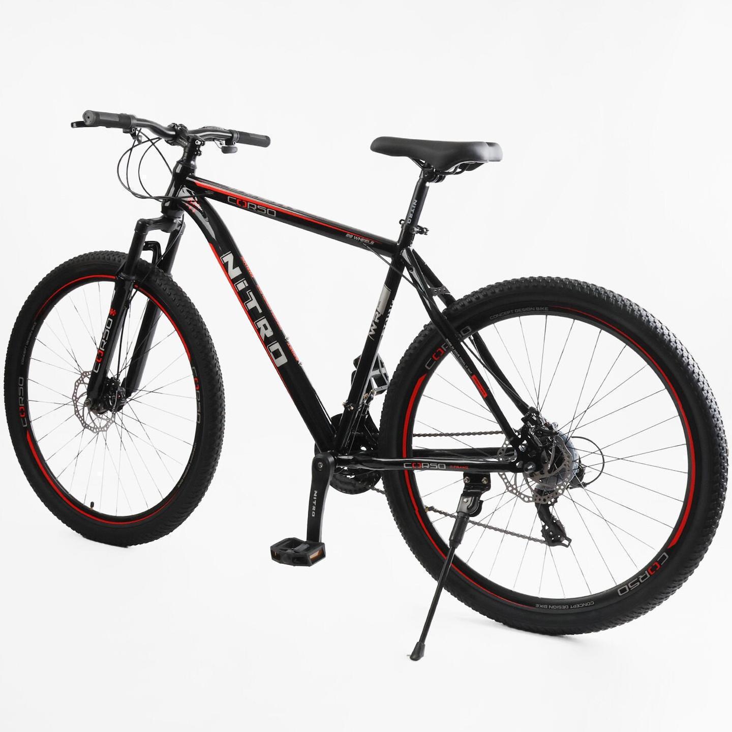Велосипед горный Corso Nitro 29" оборудование Saiguan рама 21" Черно-красный - фото 3
