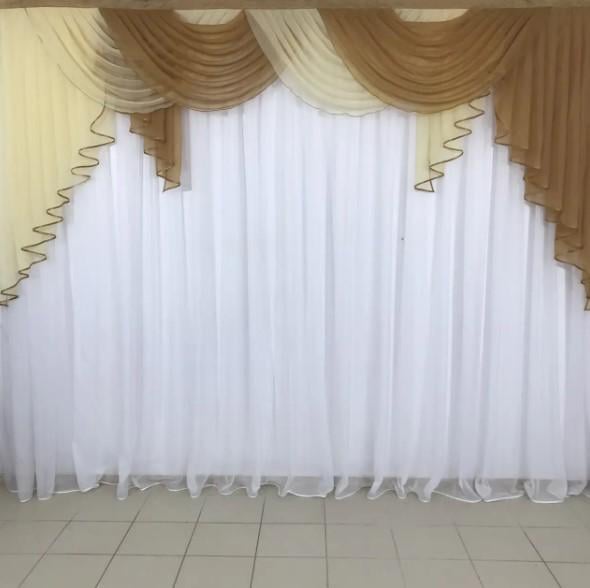 Ламбрекен на карниз шифон 3 м Карамельный (352)