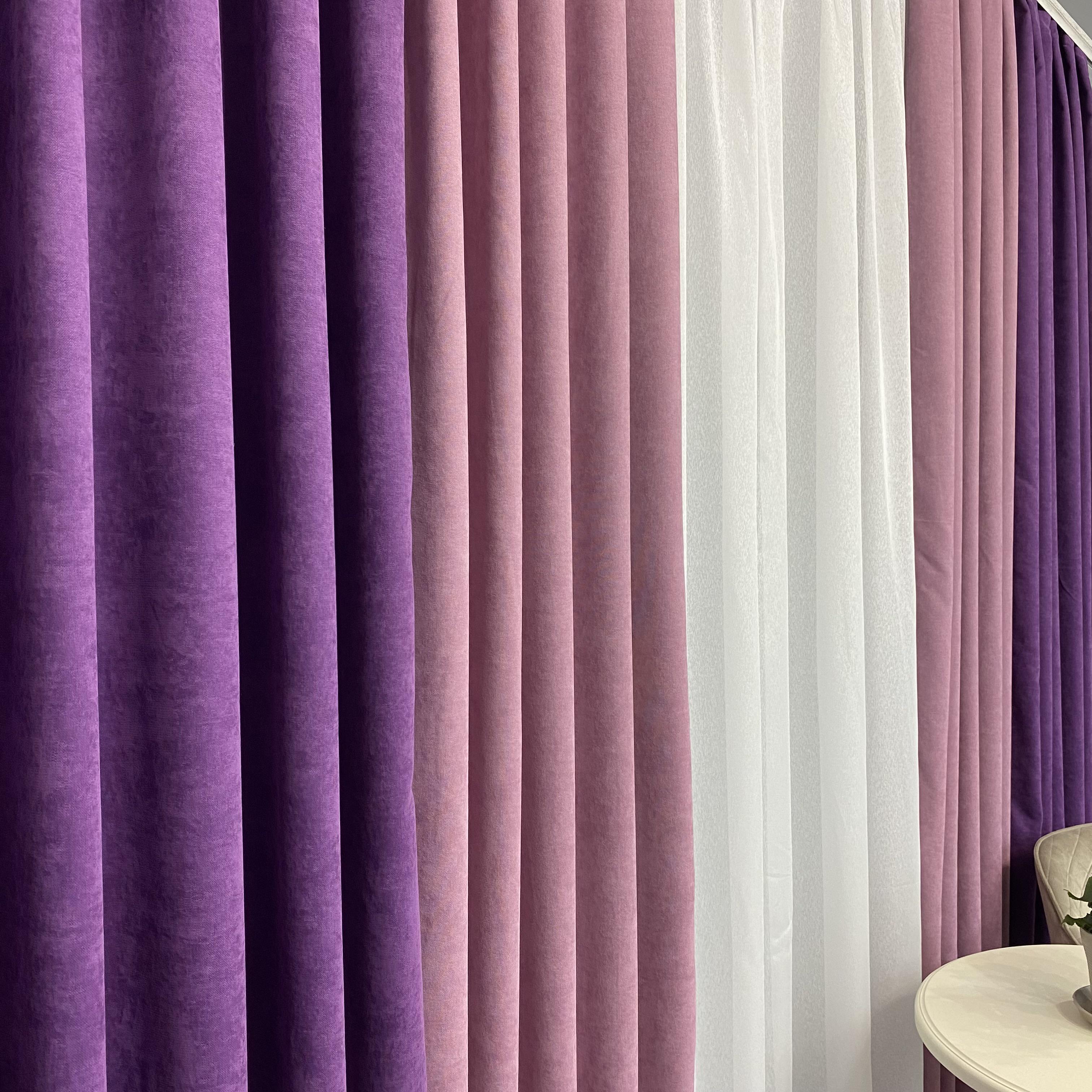 Штори мікровелюр TG Home Дует №450 1,50х2,70 м Фіолетово-рожевий (450-98/110) - фото 8