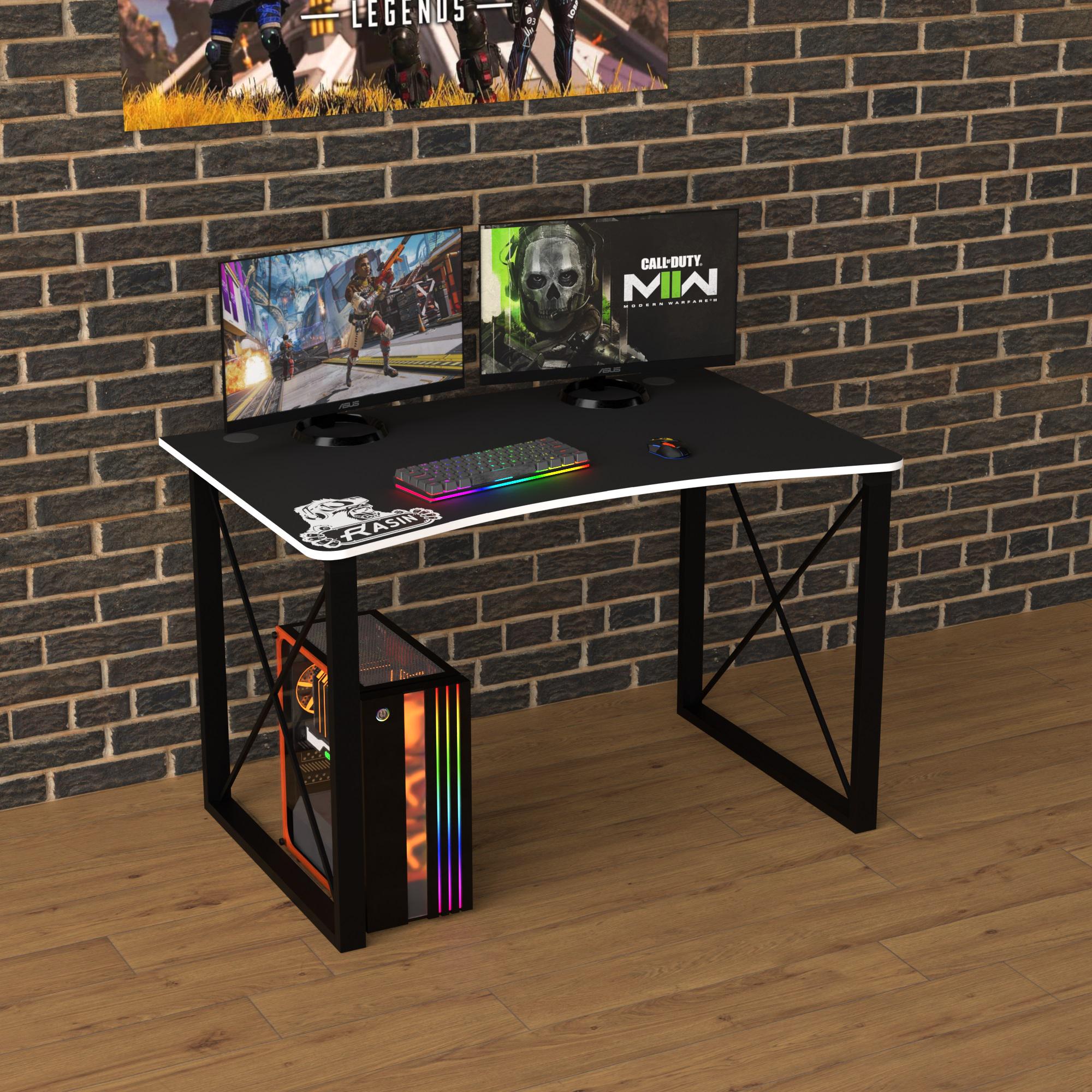 Геймерський стіл Тіса-меблі Rasin LOFT-14 120х80х75 см Чорний/Білий