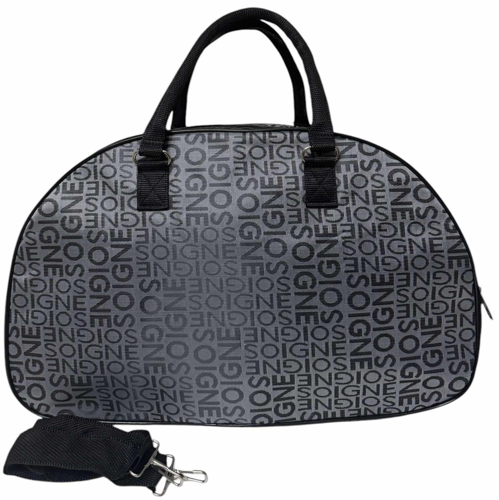 Сумка дорожная ручная кладь с длинным ремнем через плечо Серый(2546GG)