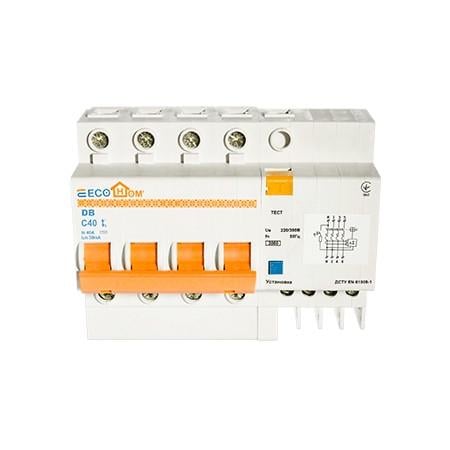 Дифавтомат ECOHOME ECO 4p 40A/30мА/3kA тип C ECO030020005 (70658)