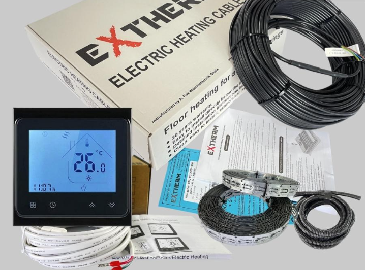 Теплый пол в стяжку EXTHERM ETC ECO 11,8-17,9 м2 2000 Вт с сенсорным Wi-Fi термостатом Черный (51615)