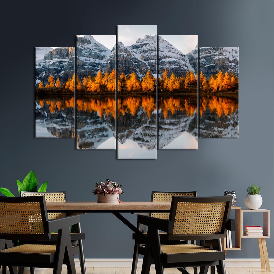 Картина природа Золотые деревья и снежные горы 137x85 см (A1120-5)