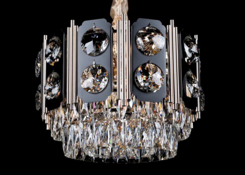 Хрустальная люстра L573/D400/9 BK/GD Белый/Золото/Черный (AN000278)