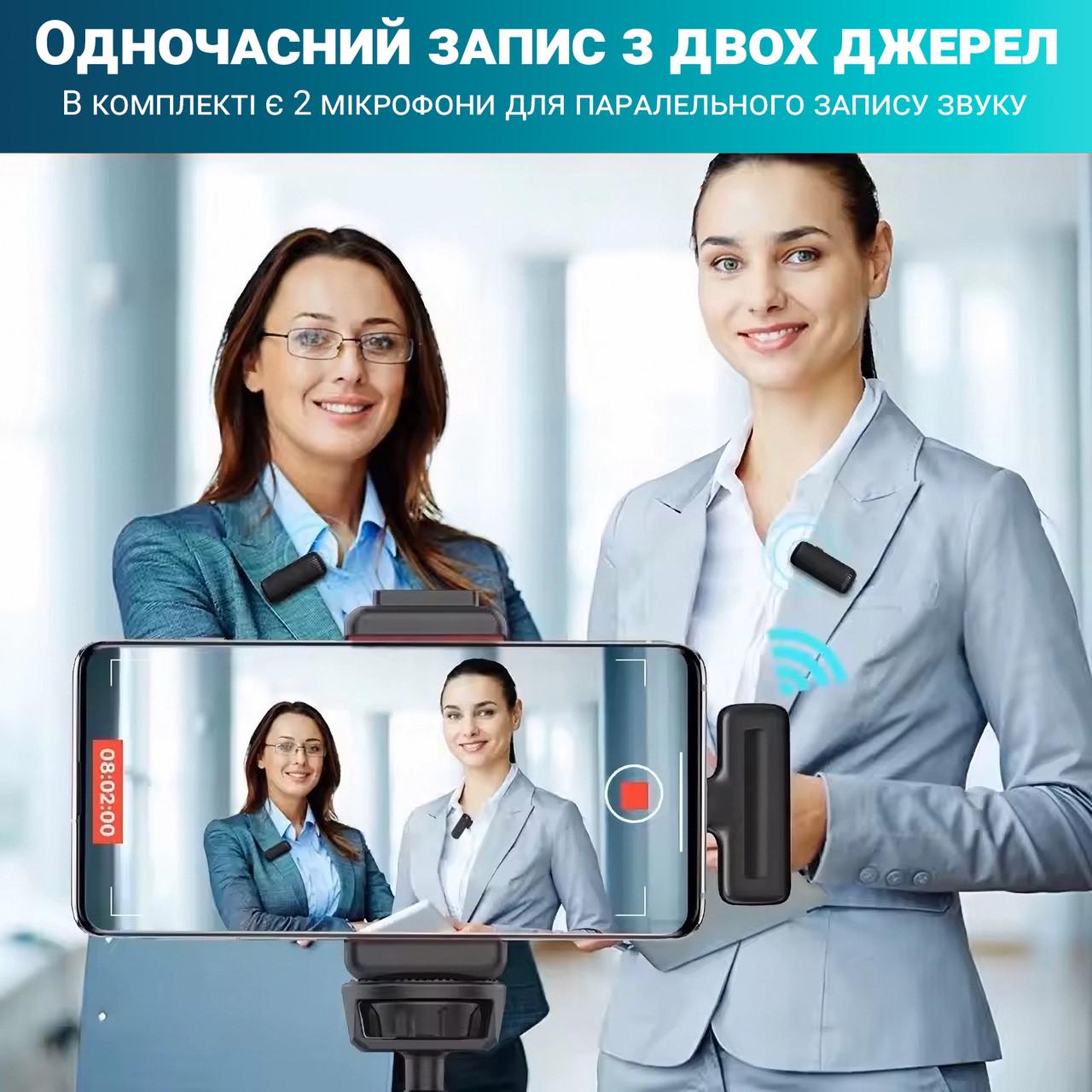 Микрофон двойной петличный Savetek P31-2 Type-C для смартфонов/беспроводной до 20 м с зарядным кейсом - фото 5