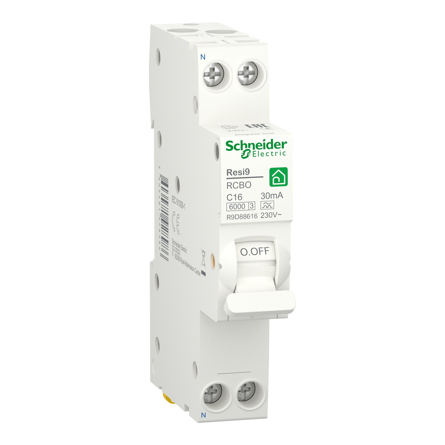 Автомат дифференциальный Schneider Electric 1мод 1Р+N 16А 30mА 6kA C Resi9 А (R9D88616)