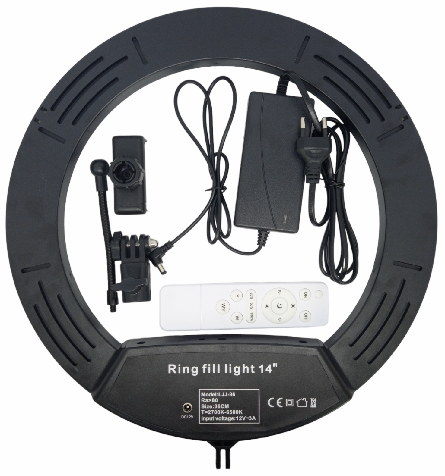 Лампа селфі кільцева 36 см з пультом для телефона та кріпленням під штатив LED (10690287) - фото 11 Лампа селфі кільцева 36 см з пультом для телефона та кріпленням під штатив LED (10690287) - фото 11