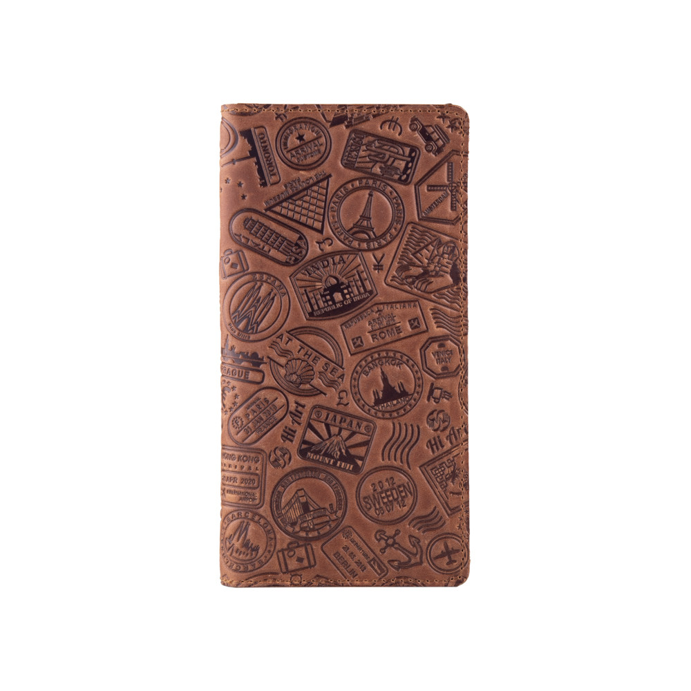 Кошелек Let's Go Travel из матовой натуральной кожи и отделением для монет и художественным тиснением Темно-рыжий (WP-05-S19-1235-T007)