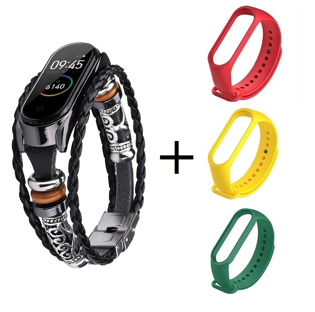 Комплект для фитнес-браслета Xiaomi Mi Band 5/6 Type BB5 винтажный и 3 цветных ремешка (07.05.08.BB5)