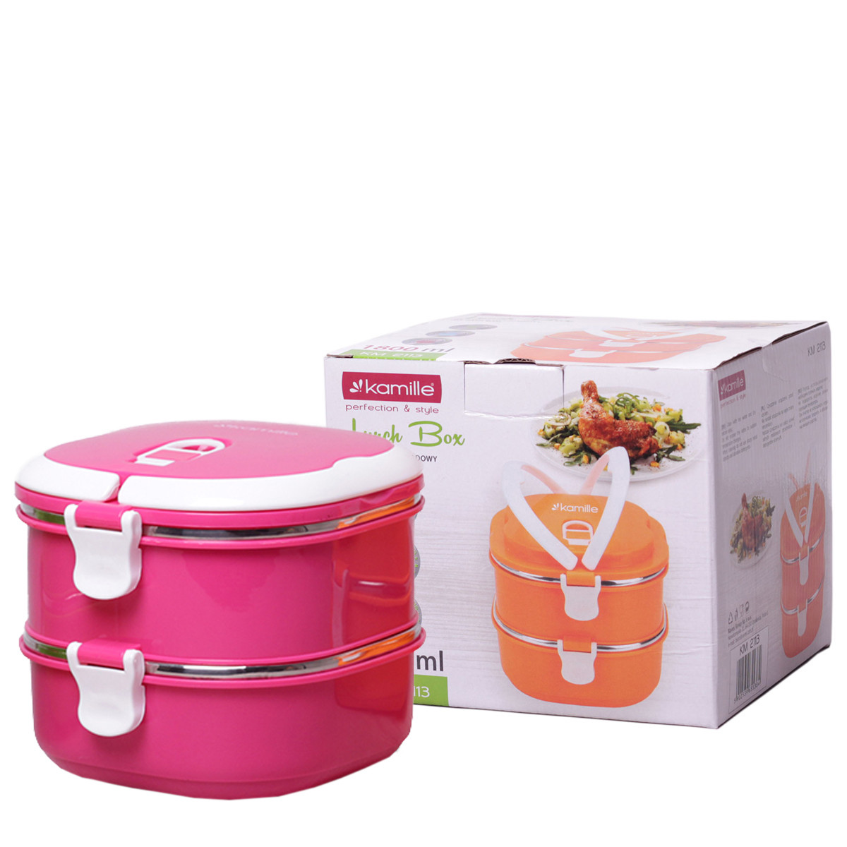 Ланч-бокс Kamille KM-2113RZ обеденный двойной 1800 мл Розовый