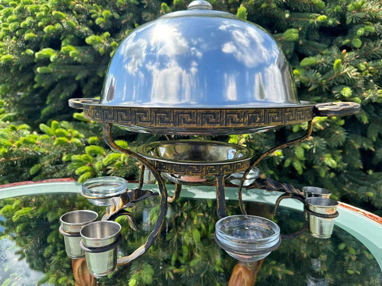 Садж для підігріву шашлику 3 соусниці/6 чарок 36 см - фото 9 Садж для підігріву шашлику 3 соусниці/6 чарок 36 см - фото 9