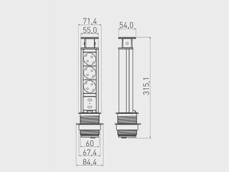 Блок розеточный выдвижной GTV 3 розетки Schuko 2xUSB Черный (5089) - фото 2