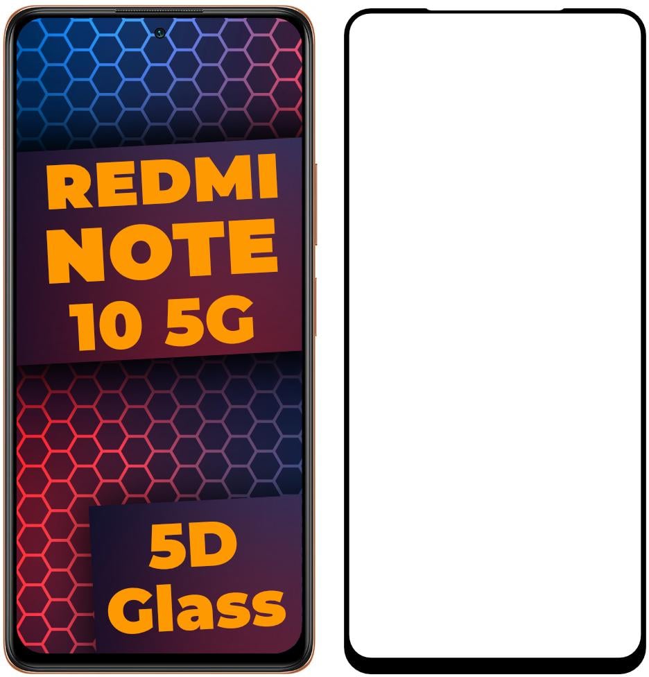 Стекло 5D Xiaomi Redmi Note 10 5G защитное Full Glue Black (22699)