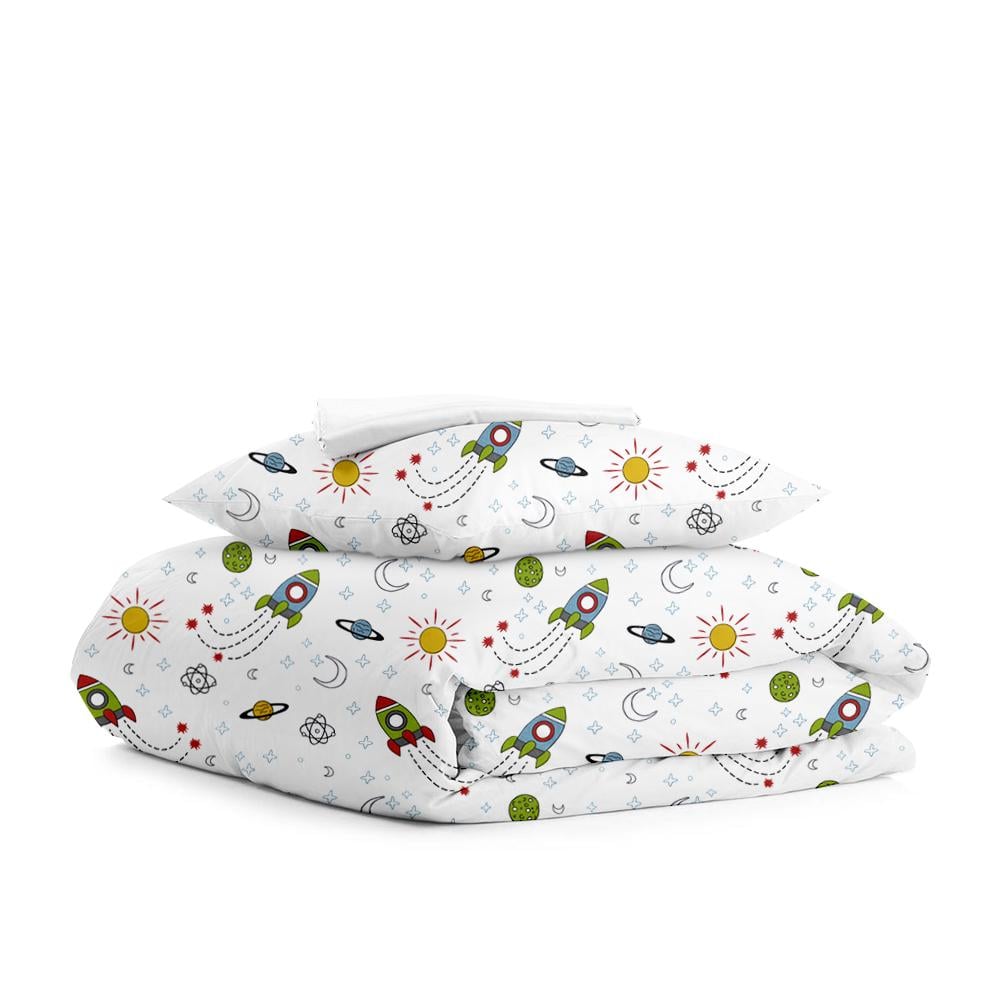 Комплект дитячої постільної білизни Cosas Rockets White 110х140 см на резинці (4822052044865)