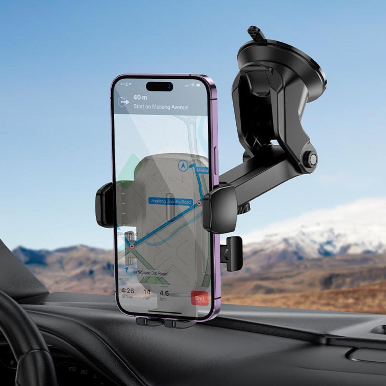 Держатель для телефона в автомобиль Hoco H65 с креплением на лобовое стекло и панель (29091048) - фото 5