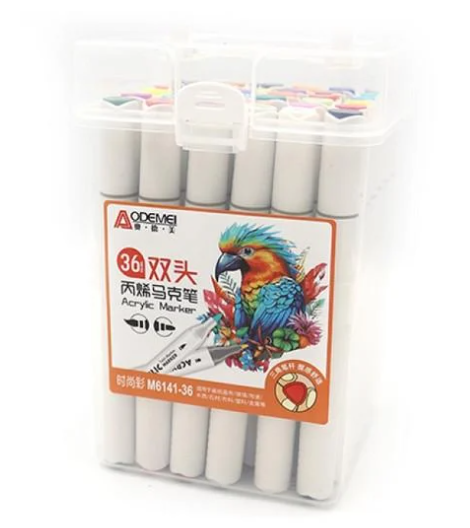 Набор акриловых скетчмаркеров Aodemei двухсторонних 36 цветов