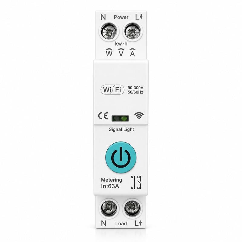 Выключатель умный WiFi Tuya со счетчиками/таймером 1P+N 63A 230V Smart Life/Tuya (TY-TWM)