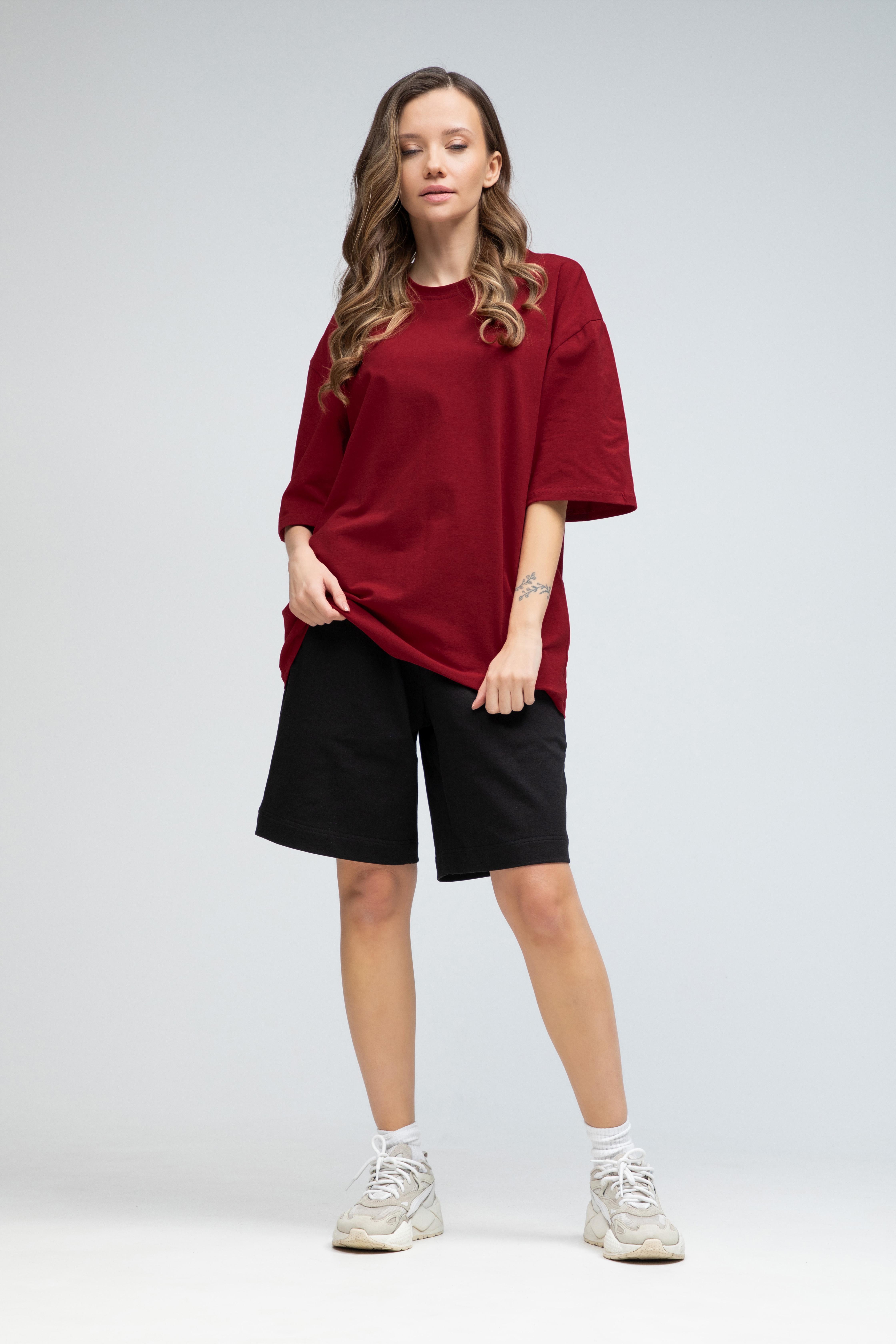 Прогулочный костюм женский оверсайз Ray Basic L Бордовый/Черный (U1801W-Burg-Black)