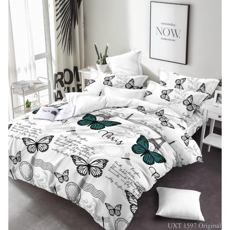 Простирадло двоспальне Метелики бязь голд люкс 200х220 см Білий (23164145)