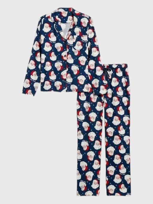 Піжама сорочка/штани фланель Old Navy Women's Santa Print Flannel Pajama Set XS Синій (124322) - фото 2