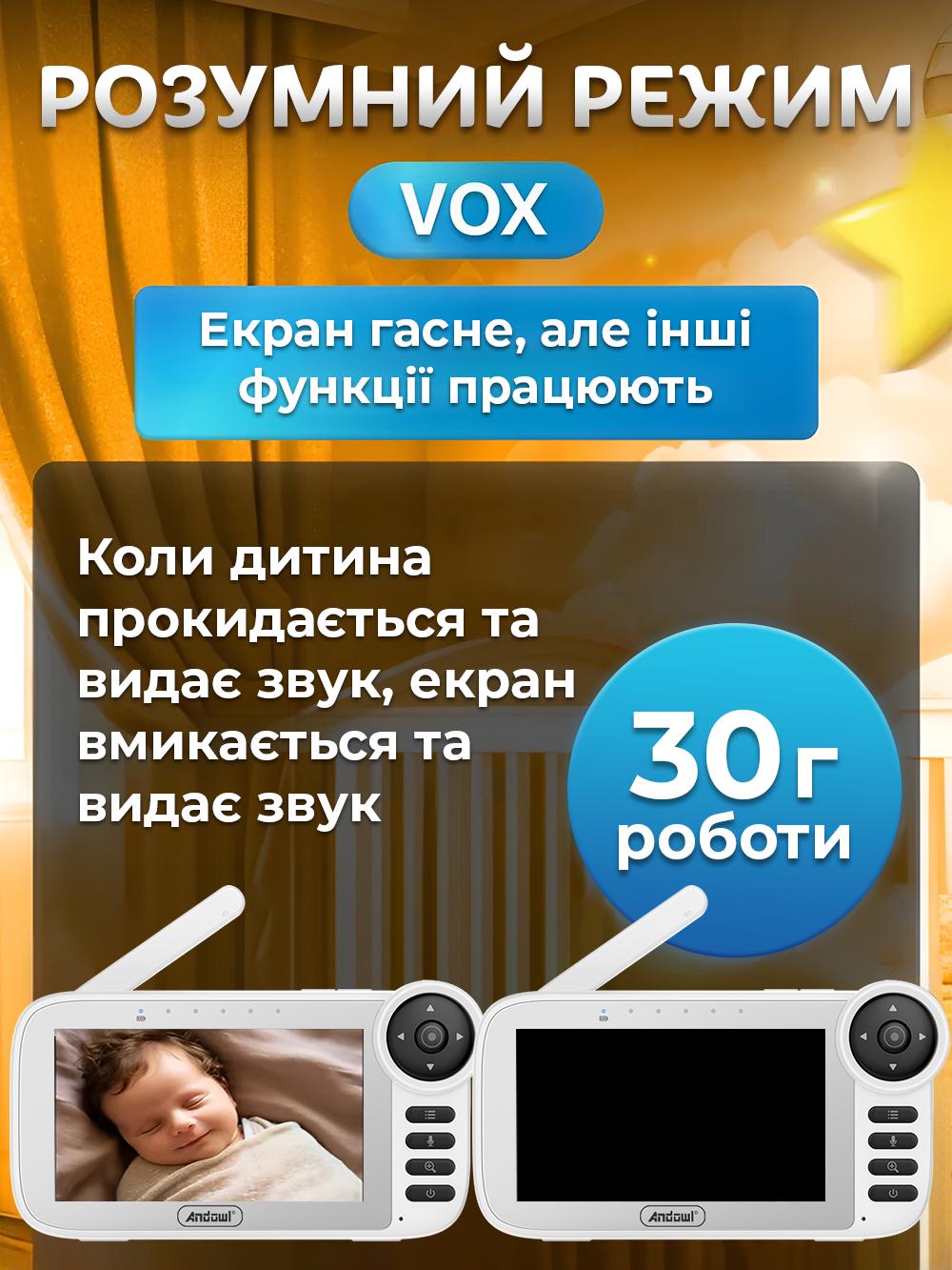 Відеоняня бездротова радіоняня з двостороннім зв'язком Andowl Q-A003X1 5,5" Білий (bffd93f9) - фото 6
