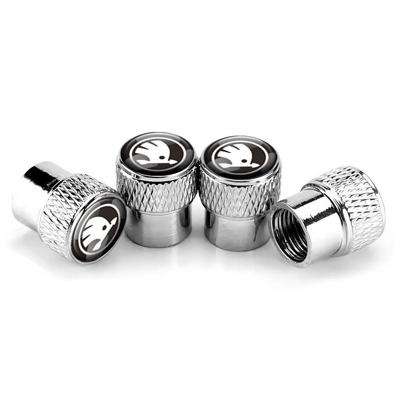 Набор защитных колпачков на ниппель SUNROZ Caps для Шкода Rif Metal Silver Skoda 4 шт. (A67767)