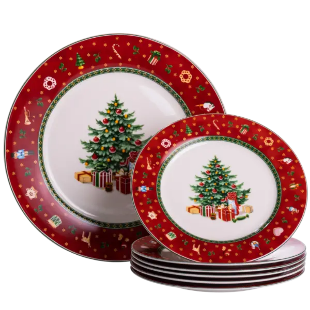 Набор тарелок Christmas фарфоровых 7 штук 26,5/19 см