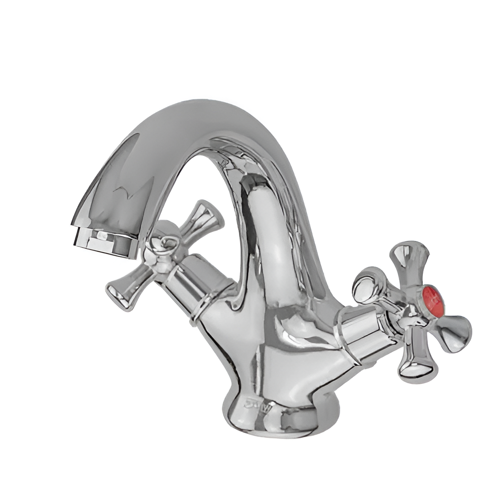 Смеситель для умывальника Wezer JAP1-827 двухвентильный алюминий Хром